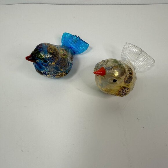 Made in Murano Italy Blown Glass 2 Birds Vintage Multicolor 3.5"x 2.5" - Picture 2 of 13